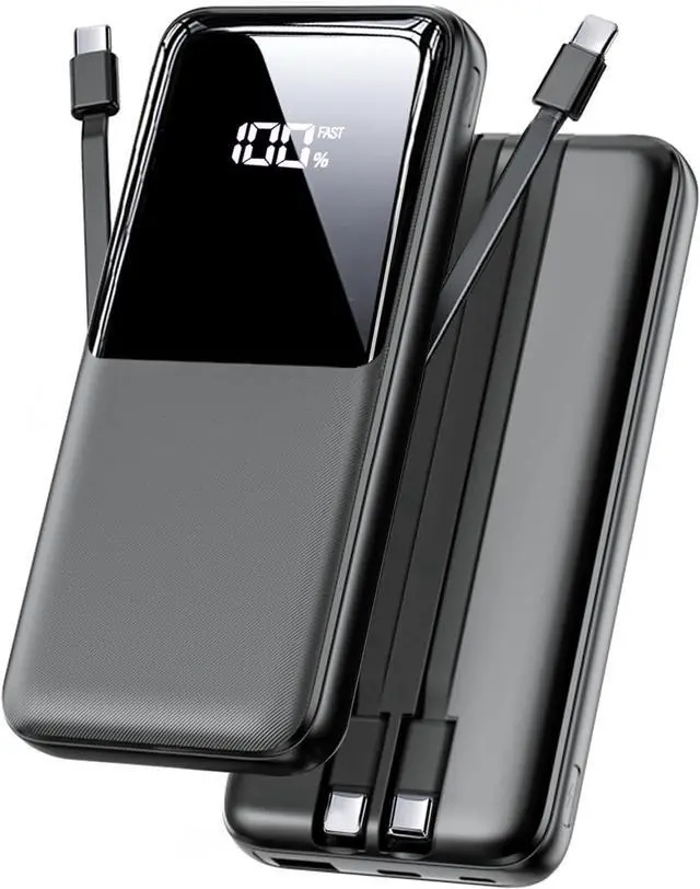 Main image of Portable Charger Power Bank - 15000mAh Fast Charging Powerbank Travel Camping Essential Battery Pack with Built in 22.5W Output Cable Compatible with iPhone16 15 14 13 Samsung Google Phone, 1 Pack