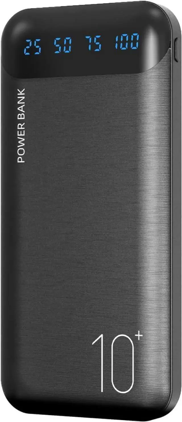 Main image of Power Bank 10000mAh Portable Charger Slim External Battery Pack with 2 USB 2.4A Outputs and USB C In/Out Compatible with  iPhone 16 15 14 13 12 iPad  Galaxy S20 Android Tablet (Black)