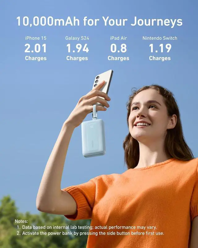 Alt view image 4 of 6 - Anker Zolo Power Bank, 10,000mAh 30W Max Fast Portable Charger with Built-in USB-C and MFi Certified Lightning Cables, USB-C&A, Battery Pack for iPhone 16/15 Series, MacBook, Galaxy (Black)