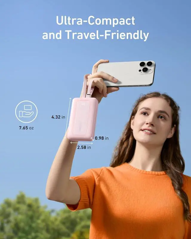 Alt view image 6 of 6 - Anker Zolo Power Bank, 10,000mAh 30W Max Fast Portable Charger with Built-in USB-C and MFi Certified Lightning Cables, USB-C&A, Battery Pack for iPhone 16/15 Series, MacBook, Galaxy (Black)