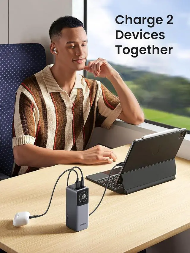 Alt view image 6 of 7 - UGREEN Nexode Power Bank 12000mAh 100W PD PPS Fast Charging Portable Charger Battery Pack with 1USB-C 1USB-A and Smart Display for MacBook Air/ipad/iPhone 16/Galaxy S24/Steam Deck/Google etc