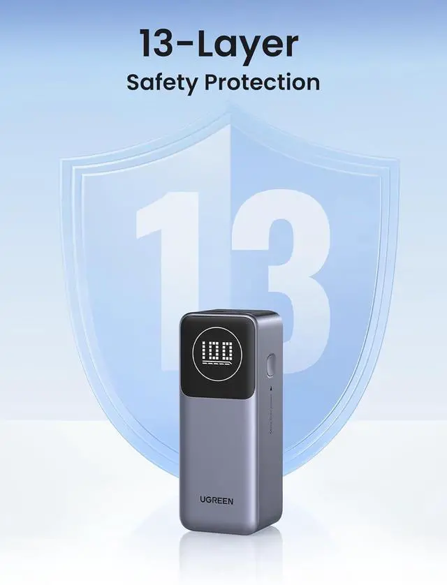 Alt view image 7 of 7 - UGREEN Nexode Power Bank 12000mAh 100W PD PPS Fast Charging Portable Charger Battery Pack with 1USB-C 1USB-A and Smart Display for MacBook Air/ipad/iPhone 16/Galaxy S24/Steam Deck/Google etc