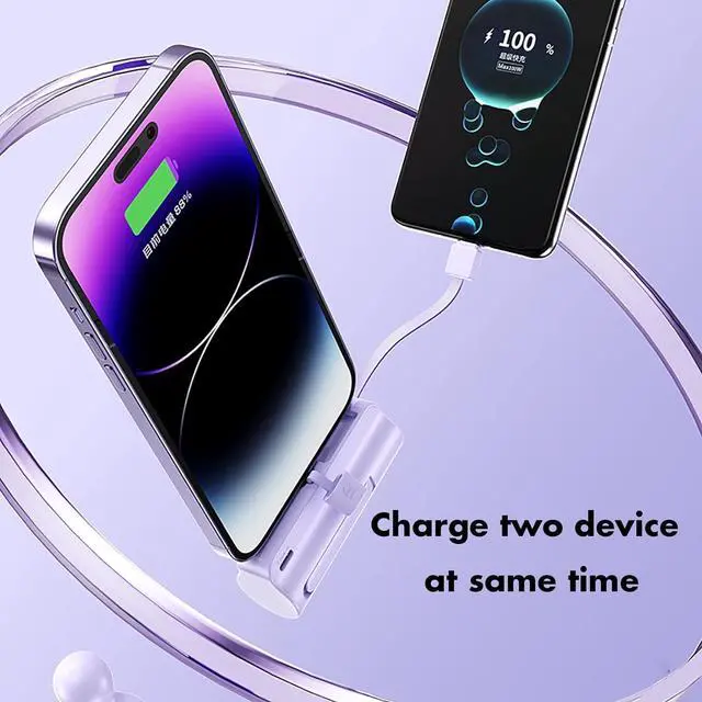 Alt view image 6 of 7 - Mini Power Bank 5500mAh Portable Power Bank Dual USB-C Ports Cell Phone Power Charger LCD LED Display Battery Compatible with iPhone 16/15 plus/15 pro/15 pro Max/Android Phone//Moto/LG etc