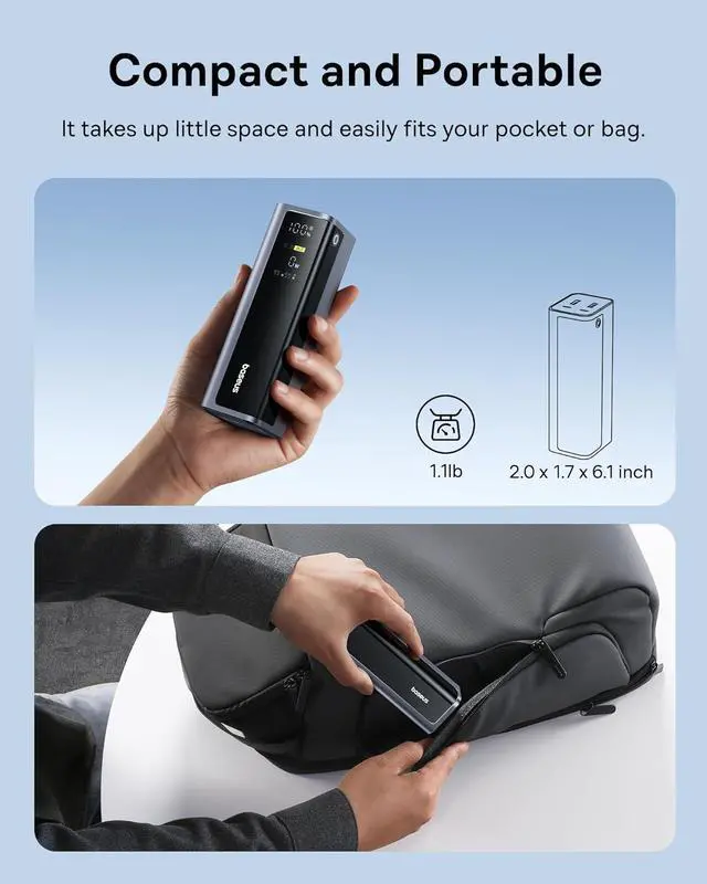 Alt view image 6 of 7 - 145W Power Bank 20 800mAh 4-Port Laptop Portable Charger (77Wh) PD Fast Charging Battery Pack with Digital Display for MacBook iPhone 16/15/14/13/12 Series   Steam Deck