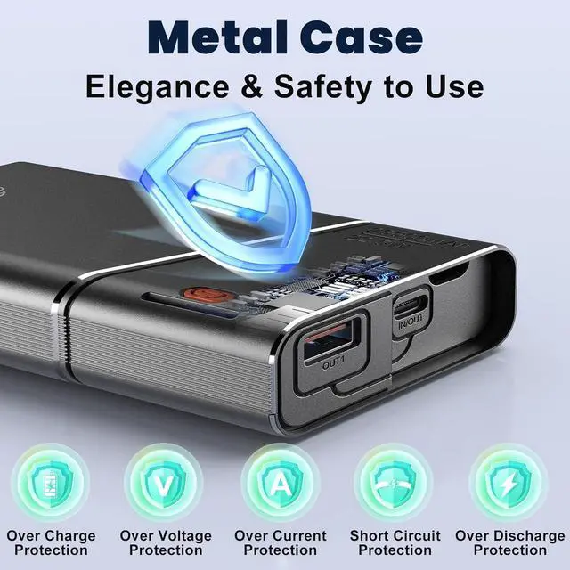 Alt view image 5 of 7 - Portable Charger Power Bank 20000mAh - 22.5W PD Super Fast Charging with Detachable Cable  USB-C in&Out Travel Essential Battery Pack Compatible with iPhone 16/15/14/13 iPad MacBook  Moto ect