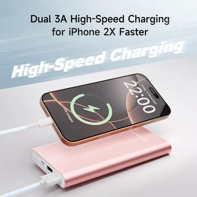 Alt view image 7 of 7 - 2-Pack Portable Charger Slimmer 10000mAh 15W Power Bank USB C in&Out Fast Charging Battery Pack External Portable Power Bank for iPhone 16 15 14 13 12 iPad Airpods  S23 S22 Pixel etc