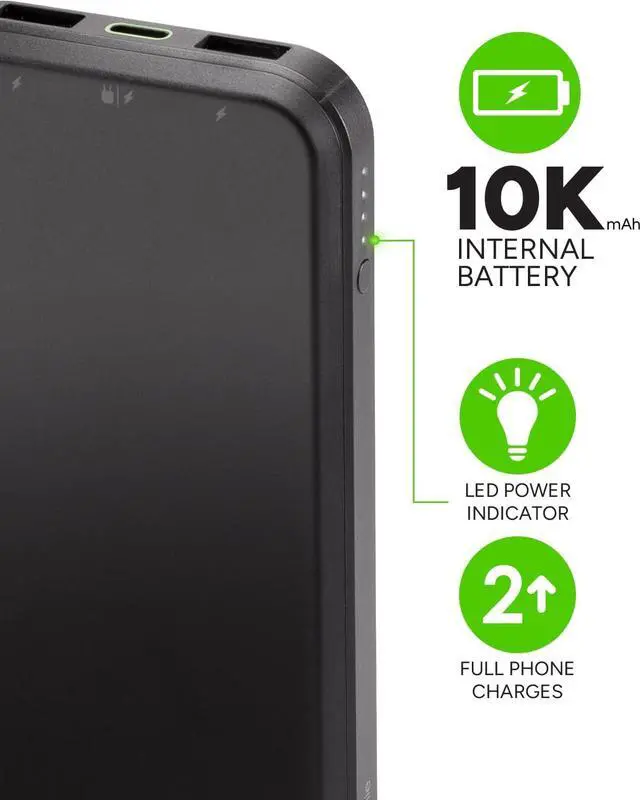 Alt view image 2 of 6 - powerstation prime10 - Slim & Travel Friendly 10000 mAh Power Bank with Power Delivery PD Charging Technology 5V Fast Charging for iPhone iPad and More USB-C Input and Output-Black - 1pack