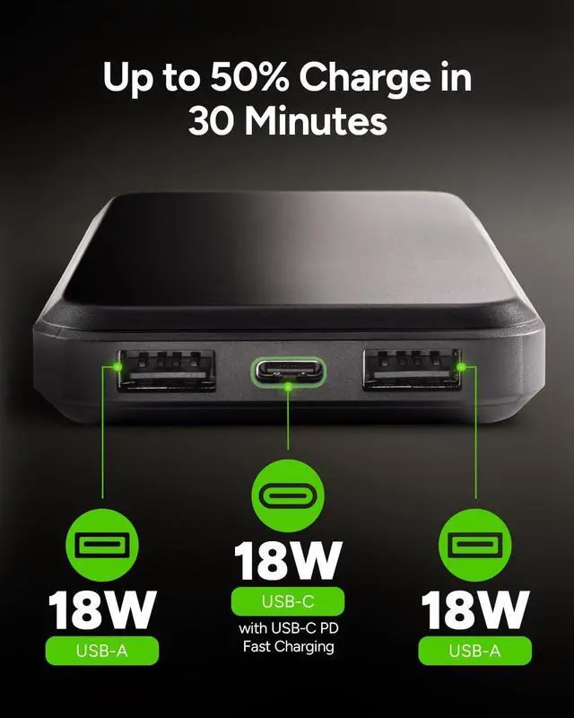 Alt view image 3 of 6 - powerstation prime10 - Slim & Travel Friendly 10000 mAh Power Bank with Power Delivery PD Charging Technology 5V Fast Charging for iPhone iPad and More USB-C Input and Output-Black - 1pack