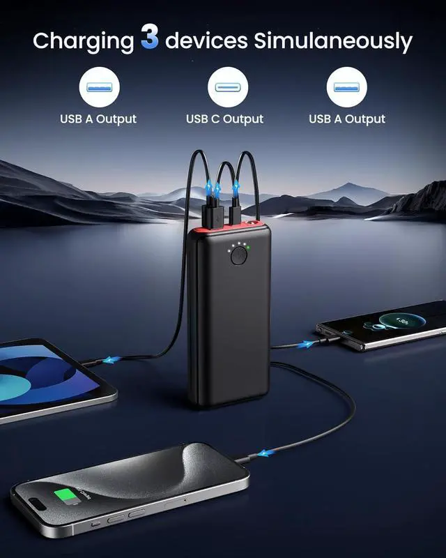 Alt view image 5 of 7 - Portable Charger Power Bank 40000mah, USB C Fast Charging 22.5W External Battery Pack Phone Charger Quick Charge with 3 Outputs & 2 Inputs for iPhone Android Samsung Travel Essentials Camping