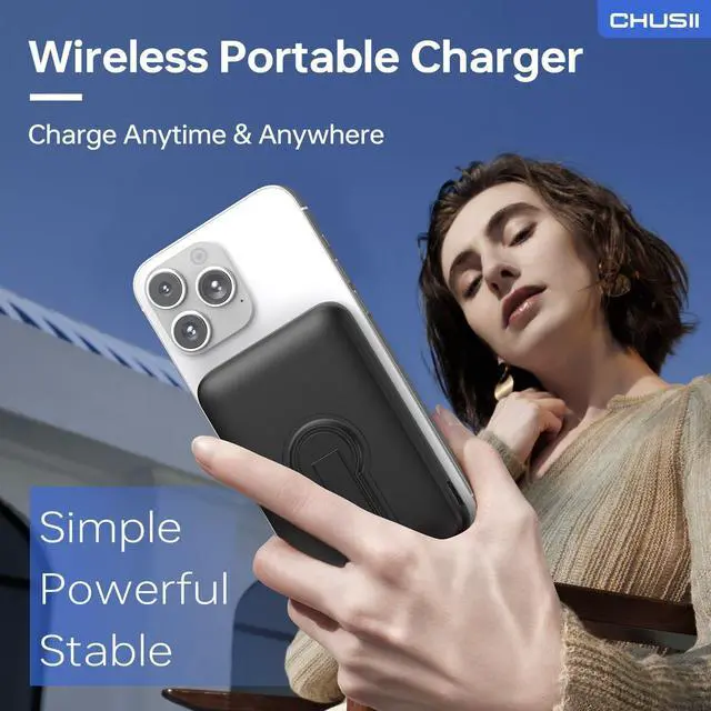 Alt view image 4 of 7 - for Magsafe Portable Charger 12000mAh Wireless Magnetic Power Bank with Stand and USB C in/Out Fast Charging for Magsafe Battery Pack Compatible with iPhone 15/14/13/12 Pro/Pro Max Series-Black