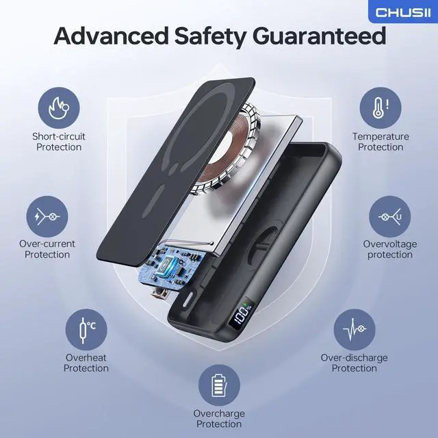 Alt view image 6 of 7 - for Magsafe Portable Charger 12000mAh Wireless Magnetic Power Bank with Stand and USB C in/Out Fast Charging for Magsafe Battery Pack Compatible with iPhone 15/14/13/12 Pro/Pro Max Series-Black
