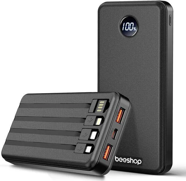 Main image of BEESHOP Portable Charger Power Bank - 37000mAh Portable Battery with 4 Built-in Cables, 22.5W Fast Charging Battery Pack Bank Compatible with iPhone 16 15 14 13 Android Samsung Phone etc(1 Pack)