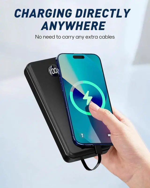 Alt view image 6 of 7 - BEESHOP Portable Charger Power Bank - 37000mAh Portable Battery with 4 Built-in Cables, 22.5W Fast Charging Battery Pack Bank Compatible with iPhone 16 15 14 13 Android Samsung Phone etc(1 Pack)
