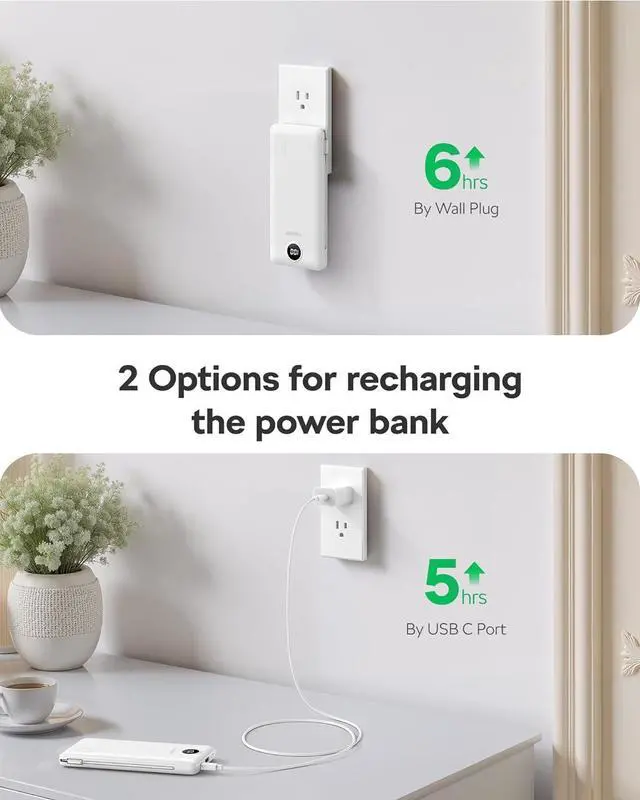 Alt view image 7 of 7 - Portable Charger for iPhone Built in Cables and Wall Plug 10000mah Slim Fast Charging USB C Power Bank Travel Essential Battery Pack Compatible with iPhone iPad  More Devices(Black)