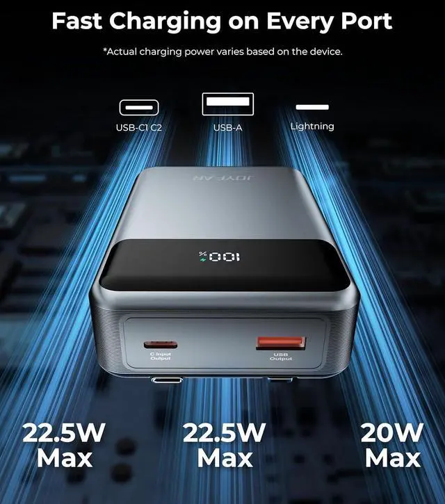 Alt view image 2 of 7 - Portable-Charger-Power-Bank Travel Essentials Battery Pack USB C 30000mAh Built in Cable 22.5W Phone Fast Charging Powerbank Compatible with iPhone 16 15 14 13 12 11 iPad  Google Xiaomi