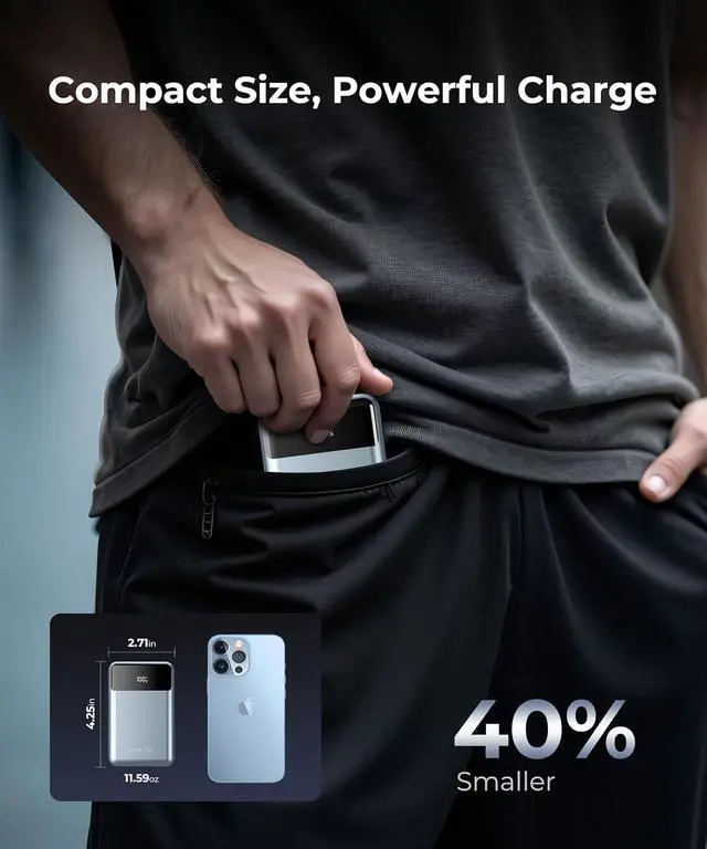 Alt view image 4 of 7 - Portable-Charger-Power-Bank Travel Essentials Battery Pack USB C 30000mAh Built in Cable 22.5W Phone Fast Charging Powerbank Compatible with iPhone 16 15 14 13 12 11 iPad  Google Xiaomi