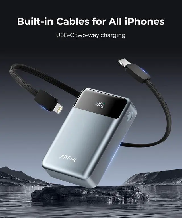 Alt view image 5 of 7 - Portable-Charger-Power-Bank Travel Essentials Battery Pack USB C 30000mAh Built in Cable 22.5W Phone Fast Charging Powerbank Compatible with iPhone 16 15 14 13 12 11 iPad  Google Xiaomi