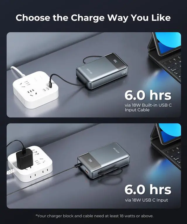 Alt view image 7 of 7 - Portable-Charger-Power-Bank Travel Essentials Battery Pack USB C 30000mAh Built in Cable 22.5W Phone Fast Charging Powerbank Compatible with iPhone 16 15 14 13 12 11 iPad  Google Xiaomi