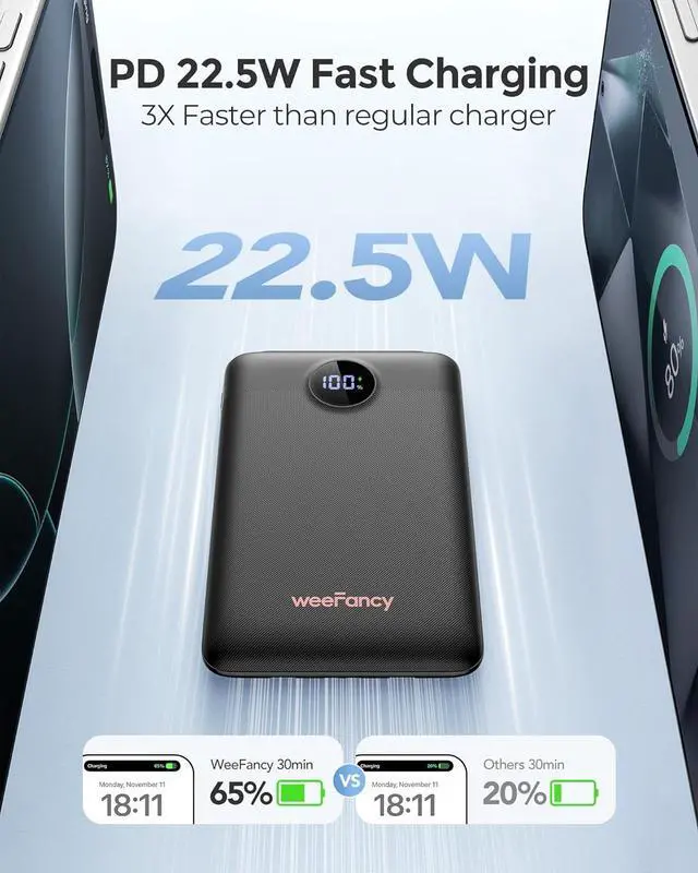 Alt view image 4 of 7 - 2-Pack 10000mAh Dual USB Portable Charger USB-C Fast Charging Power Bank Backup Charger for iPhone 15/14/13 Galaxy S23/22 Pixel and etc