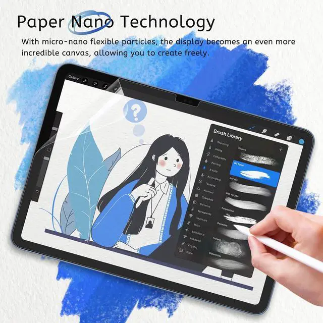 Alt view image 4 of 7 - 2 Pack Paperfeel Screen Protector Compatible with iPad A16 11th / 10th Generation (2025/2022) & iPad Air 11 M3 2025 / M2 2024 Crafted for Natural Writing Less Reflection Easy Installation