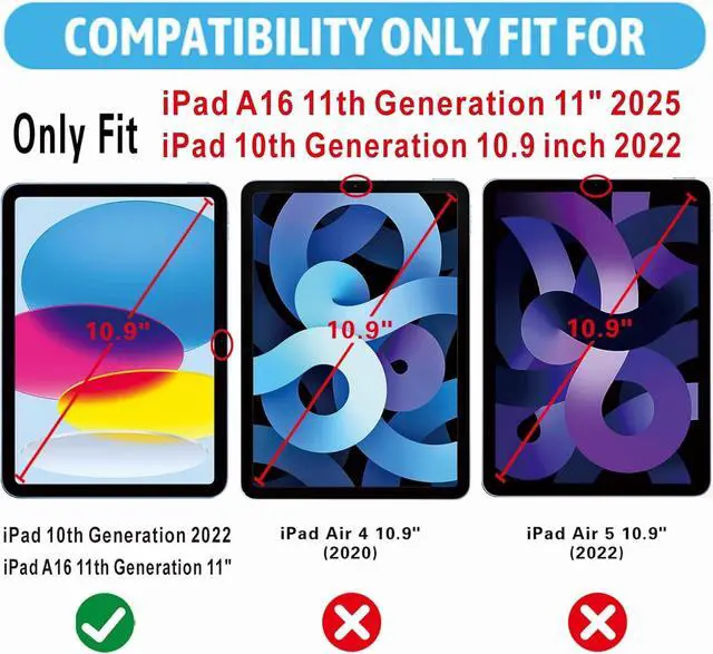 Alt view image 2 of 7 - 2 Pack Screen Protector for iPad A16 11th/10th Generation (2025/2022 Model) Bubble Free Tempered Glass Film Easy Installation