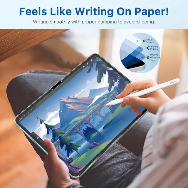 Alt view image 3 of 7 - 2 Pack Paper Screen Protector for New iPad Pro 13 Inch 7th Generation (M4 2024) Write and Draw Like on Paper Anti-Glare Matte PET Film Anti-Scratch Compatible with  Pencil Matte
