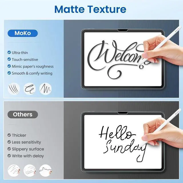 Alt view image 4 of 7 - 2 Pack Paper Screen Protector for New iPad Pro 13 Inch 7th Generation (M4 2024) Write and Draw Like on Paper Anti-Glare Matte PET Film Anti-Scratch Compatible with  Pencil Matte