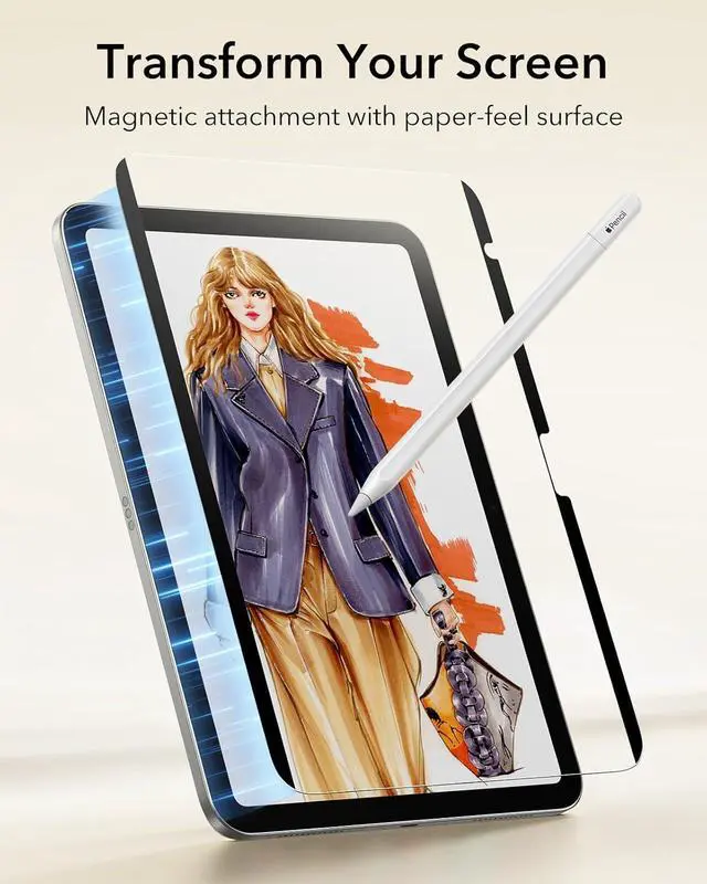 Alt view image 3 of 7 - Paper-Feel Magnetic Screen Protector for iPad 11th/10th Generation A16 (11/10.9 Inch 2025/2022) Write and Draw Like on Paper Detachable and Reusable Compatible with Tempered Film Anti-Glare