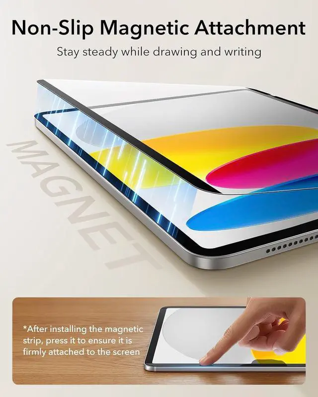 Alt view image 7 of 7 - Paper-Feel Magnetic Screen Protector for iPad 11th/10th Generation A16 (11/10.9 Inch 2025/2022) Write and Draw Like on Paper Detachable and Reusable Compatible with Tempered Film Anti-Glare