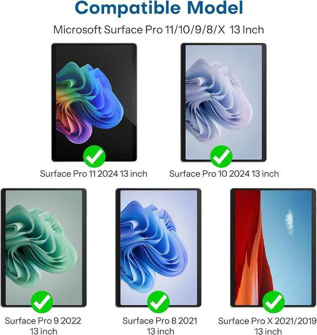 Alt view image 2 of 7 - [2 Pack] Screen Protector for Surface Pro 11 2024/Microsoft Surface Pro 9/Surface Pro 10/Surface Pro 8/Surface Pro X [13 inch] 9H Tempered Glass/Support Surface Pen