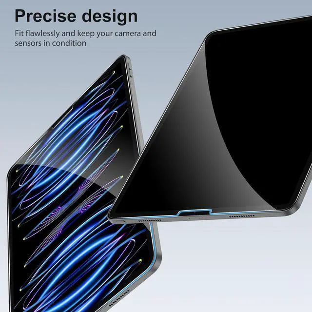 Alt view image 3 of 7 - 2+2 Pack Screen Protector for iPad Pro 12.9 (2022/2021/2020) + Camera Lens Protector Tempered Glass for iPad Pro 12.9 inch 6th/5th/4th Generation Support  Pencil & Case Friendly