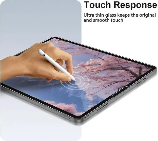 Alt view image 6 of 7 - 2+2 Pack Screen Protector for iPad Pro 12.9 (2022/2021/2020) + Camera Lens Protector Tempered Glass for iPad Pro 12.9 inch 6th/5th/4th Generation Support  Pencil & Case Friendly