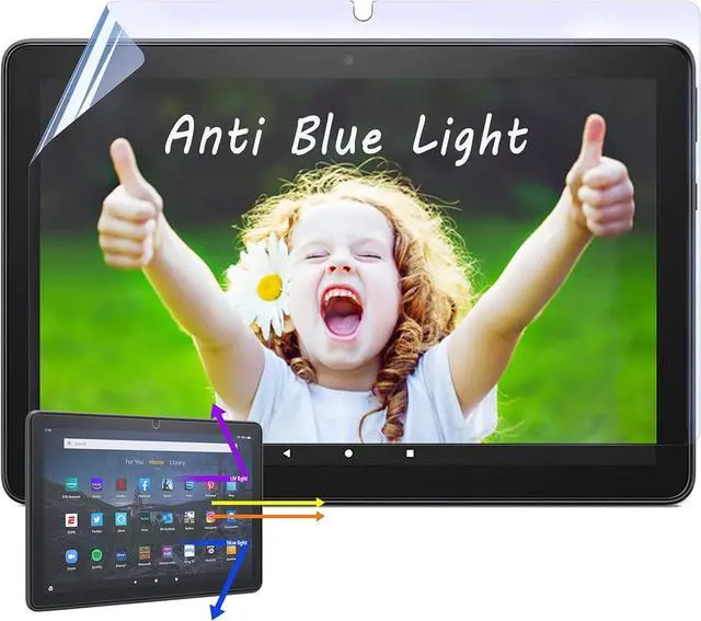 Main image of 2 Pack Anti-Blue Light Screen Protector for Fire HD 10 Tablet (10.1 Inch) - Fire HD 10 Plus/Kids/Kids Pro Anti Glare Screen Film