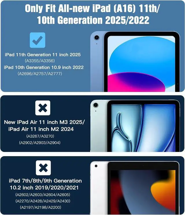 Alt view image 2 of 7 - Case for iPad (A16) 11th Generation 11 Inch 2025 iPad 10th Generation Case 10.9 Inch 2022 with Pencil Holder Slim Protective Cover with Clear Back Shell Auto Wake/Sleep Abyss Blue