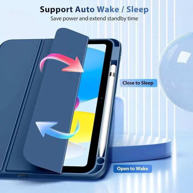 Alt view image 5 of 7 - Case for iPad (A16) 11th Generation 11 Inch 2025 iPad 10th Generation Case 10.9 Inch 2022 with Pencil Holder Slim Protective Cover with Clear Back Shell Auto Wake/Sleep Abyss Blue