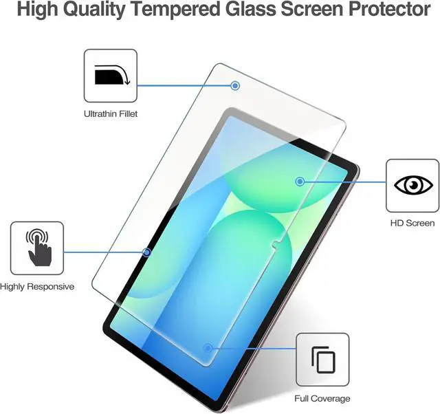 Alt view image 3 of 7 - 2 Pack Screen Protector for Galaxy Tab S10 FE 2025/Tab S9 FE 10.9/ S9 2023/ Tab S8 2022/ Tab S7 2020 11 Hardness Tempered Glass Screen Film Guard for Tablet SM-X520/X510/X710/X700/T870