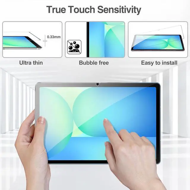 Alt view image 4 of 7 - 2 Pack Screen Protector for Galaxy Tab S10 FE 2025/Tab S9 FE 10.9/ S9 2023/ Tab S8 2022/ Tab S7 2020 11 Hardness Tempered Glass Screen Film Guard for Tablet SM-X520/X510/X710/X700/T870