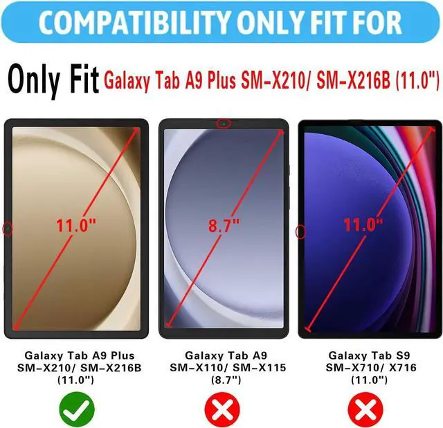 Alt view image 2 of 6 - 2-Pack Screen Protector for  Galaxy Tab A9 Plus/ A9+ 11 inch Tempered Glass Film Bubble Free Easy Installation