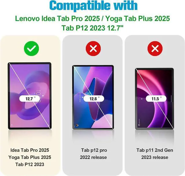 Alt view image 2 of 7 - 2 Pack Screen Protector for 12.7  Idea Tab Pro 2025/Yoga Tab Plus 2025/Tab P12 2023 Tempered Glass Film Guard for 12.7  Idea Tab Pro/Yoga Tab Plus/Tab P12 2025 2023 Release