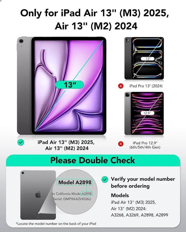 Alt view image 2 of 7 - ESR for iPad Air 13 Inch Case (2025/2024) M3/M2, Removable Magnetic Cover, Adjustable Portrait/Landscape Stand with Raised Screen View, 9 Standing Angles, Shift Series, Black
