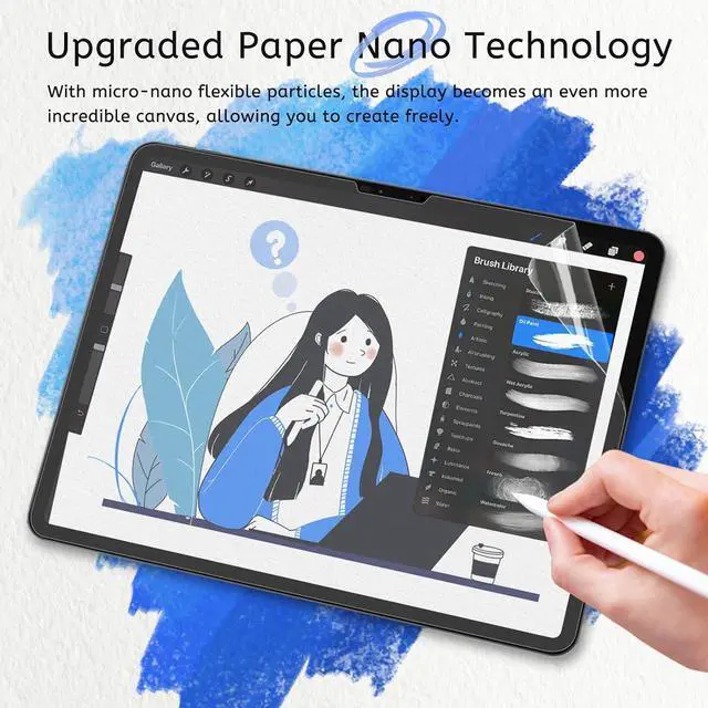 Alt view image 4 of 7 - 2 Pack Paperfeel Screen Protector Compatible with iPad Air 13 M3 2025 / M2 2024 & iPad Pro 13 2024 New Version Crafted for Natural Writing Less Reflection Easy Installation