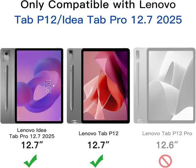 Alt view image 2 of 6 - Screen Protector for  Idea Tab Pro 2025 / Tab P12 2023 (12.7-Inch) 9H Tempered Glass Film HD Clear 2-Pack