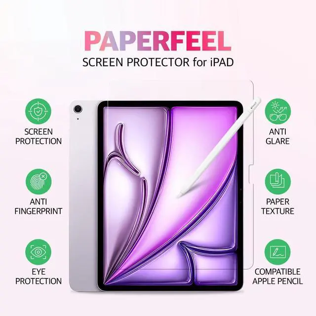Alt view image 3 of 7 - 2 PACK Paperfeel Screen Protector for iPad Paperlike Anti Glare Anti-Fingerprint [iPadAir 13inch 6th(M2 2024)]