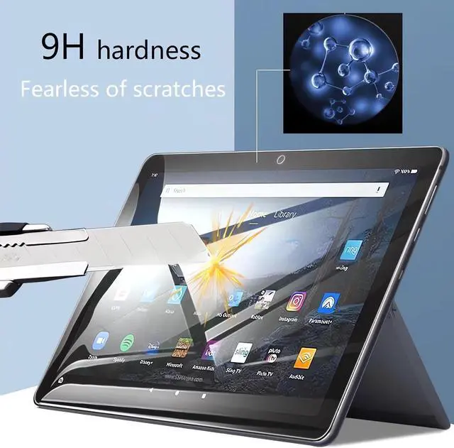 Alt view image 6 of 6 - [ 2 Pack] Tempered Glass Screen Protector for Kindle Fire 7 Tablet 2022 Release 12th Generation Shockproof HD Plus Clear Protector (Clear 7 Inch Fire 7 2022)
