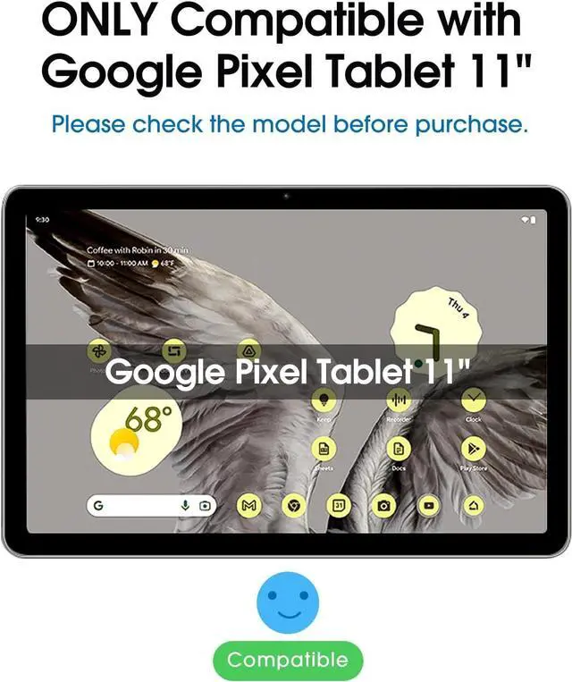 Alt view image 2 of 6 - Designed for Google Pixel Tablet 11-inch Tempered Glass Screen Protector [Zero Bubbles][9H Hardness][ Anti-Scratch][ Anti-fingerprint][99.99% HD Clear]