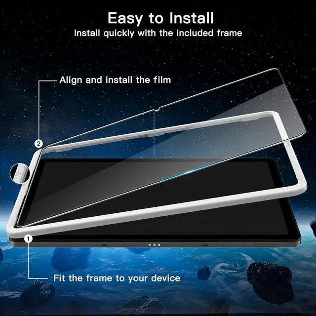 Alt view image 3 of 7 - Screen Protector for  Galaxy Tab A9+ / A9 Plus 11-Inch 2023 with Easy Installation Frame Tempered Glass Film HD Clear 2-Pack