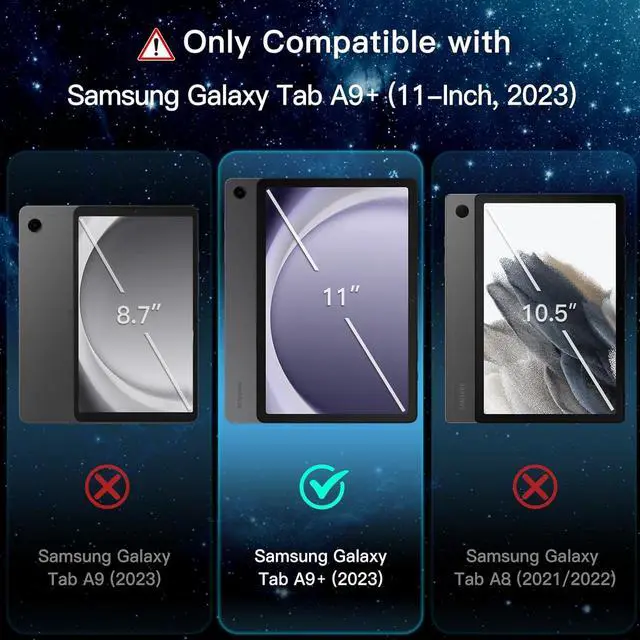 Alt view image 2 of 7 - Screen Protector for  Galaxy Tab A9+ / A9 Plus 11-Inch 2023 with Easy Installation Frame Tempered Glass Film HD Clear 2-Pack