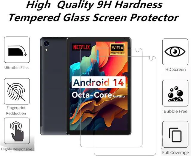 Alt view image 3 of 6 - [2 Pack] Screen Protector for URAO C107 Tablet 10.1 2024 Tempered Glass Film Compatible with URAO C107 Android 14 10.1 inch Tablet 2024 Tempered Glass