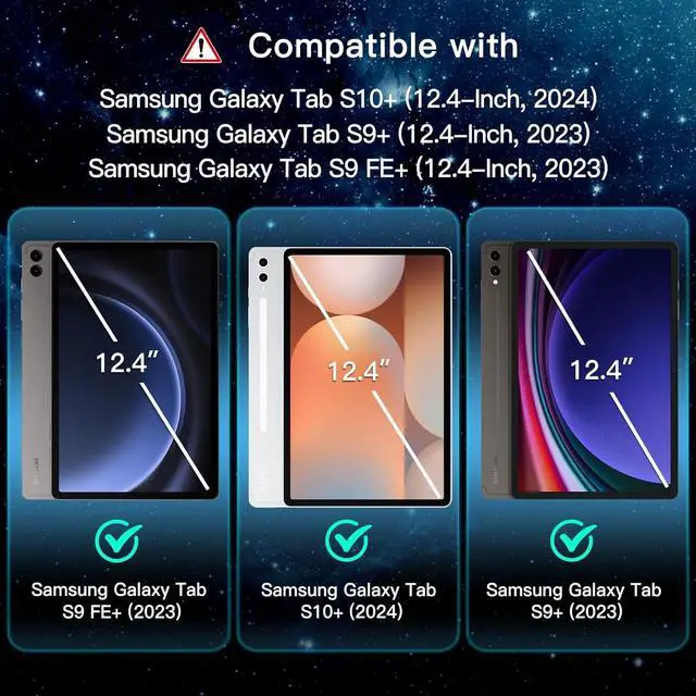 Alt view image 2 of 6 - Screen Protector for  Galaxy Tab S10 Plus 2024/Tab S9 Plus/Tab S9 FE Plus 2023 12.4-Inch with Easy Installation Frame Tempered Glass Film HD Clear 2-Pack