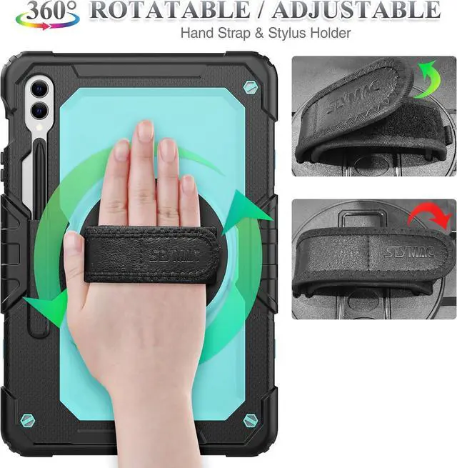 Alt view image 3 of 7 - Case for  Galaxy Tab S10 Plus/ S9 FE Plus/ S9 Plus 5G Tablet 12.4 Case with Screen Protector Pencil Holder [360 Rotating Hand Strap] &Stand Drop-Proof Skyblue1